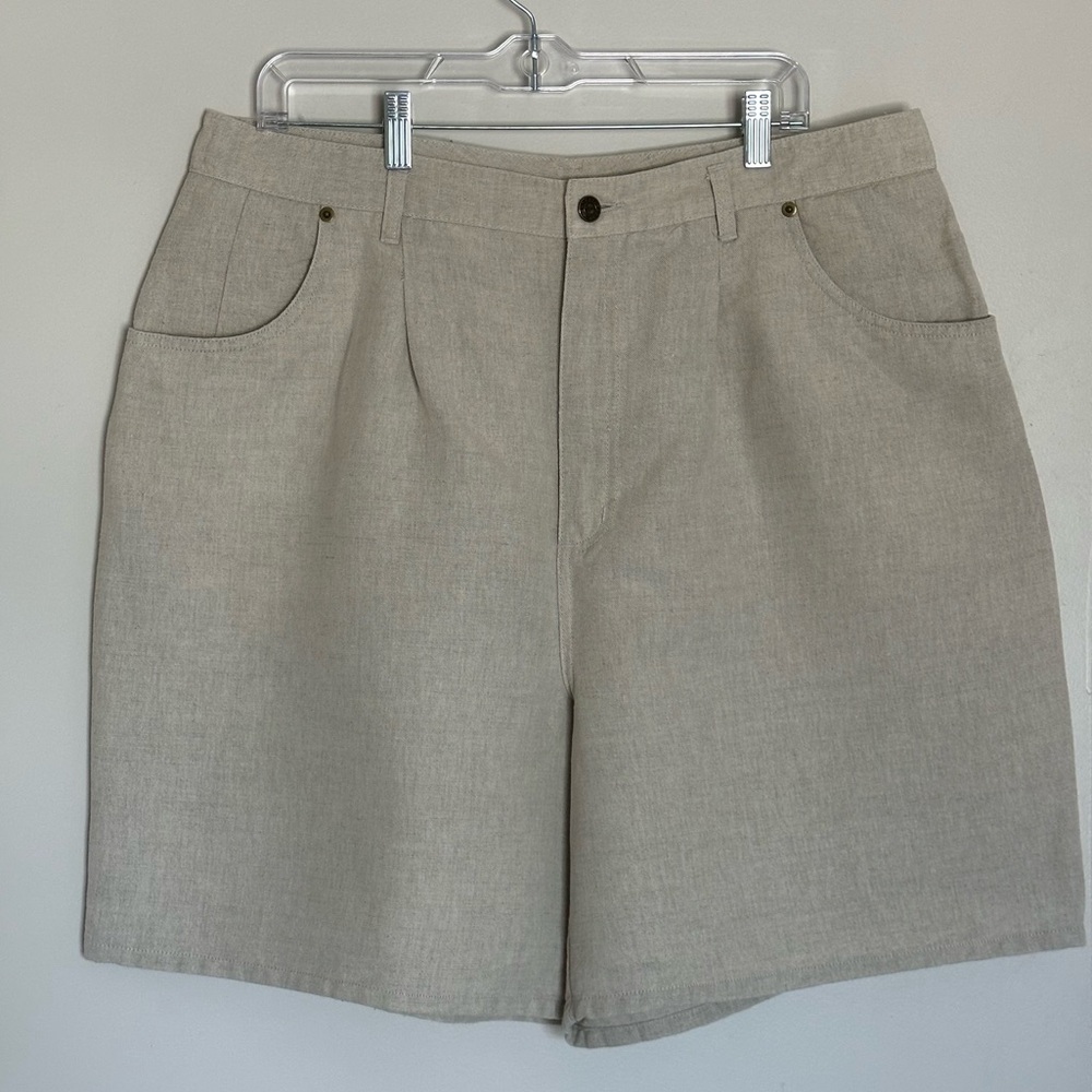 Talbots Men's Beige Flat Front‎ Shorts 55%linen 45%cotton size:20